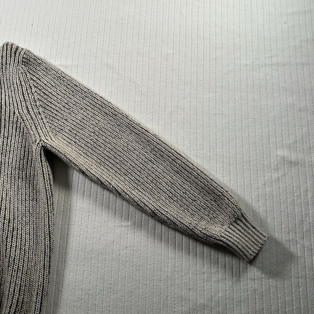 Bass Men’s Large Quarter Zip Pullover Sweater Beige Rib Knit - Picture 7 of 16